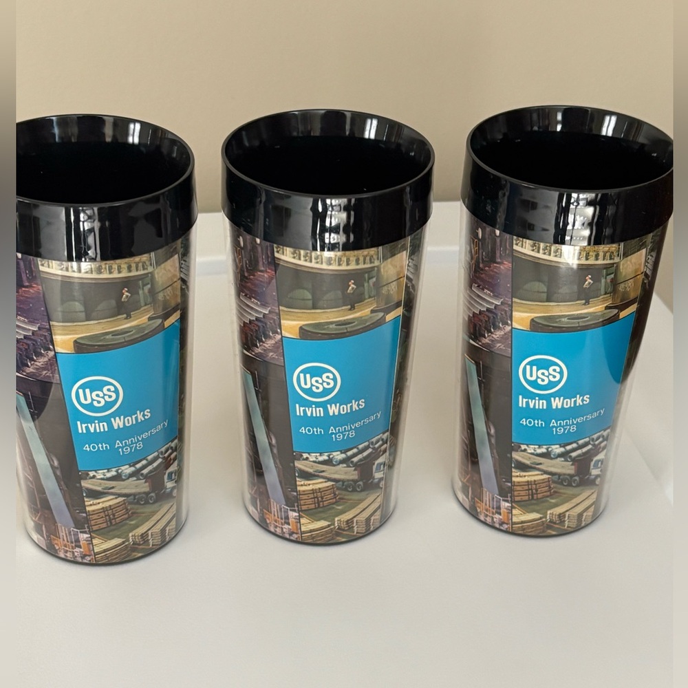 USS Irvin Works Steel Mill Pittsburgh 40th Anniversary 1978 Drinking Cup Set
